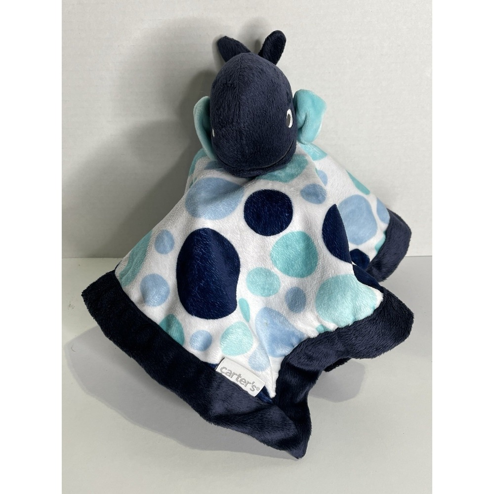 Carters Dark Blue Whale Lovey Plush Soft Stuffed Animal Baby Security Blanket